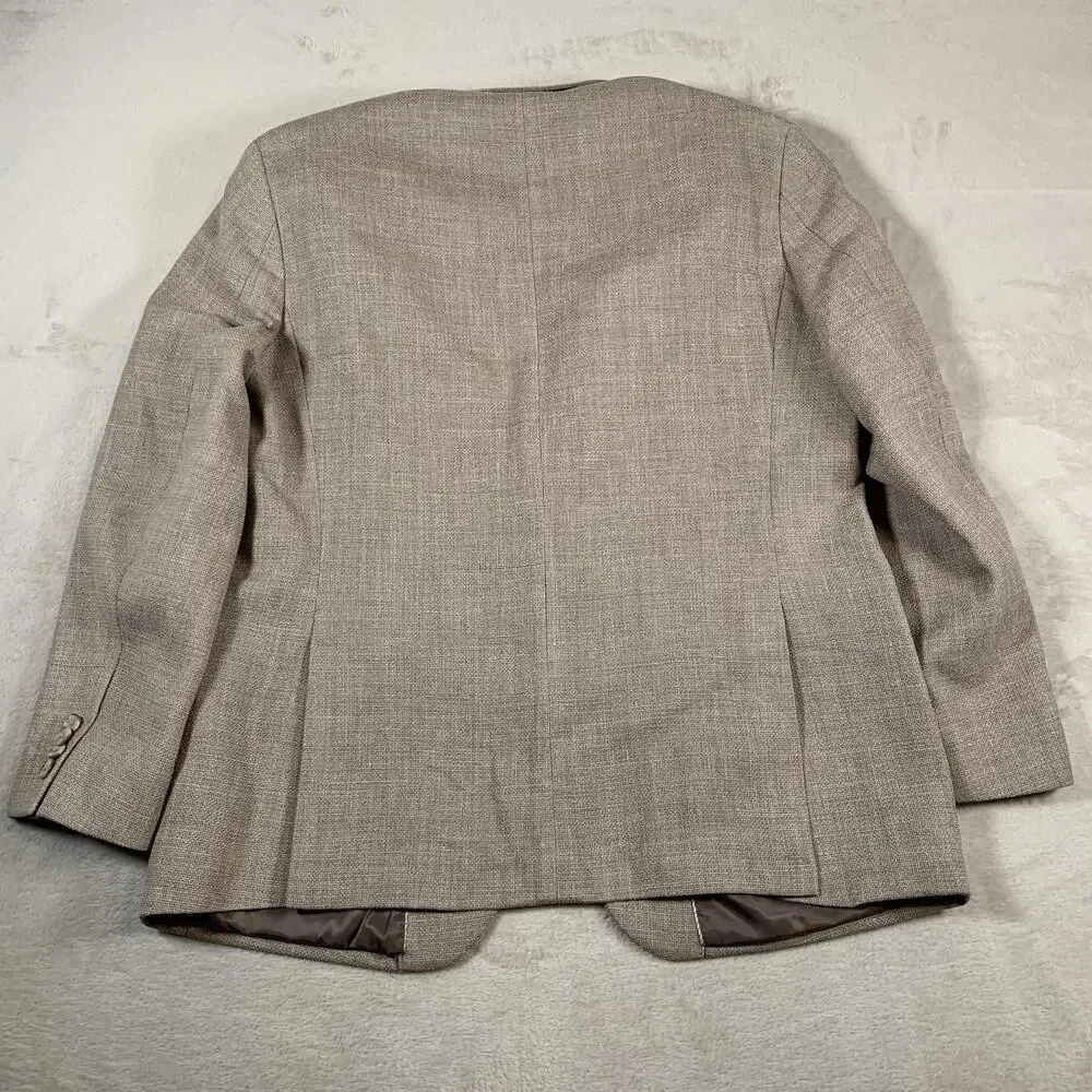 Joseph Abboud Men’s 44R Blazer Tan Wool Silk Linen Blend Sport‎ Coat Two Button